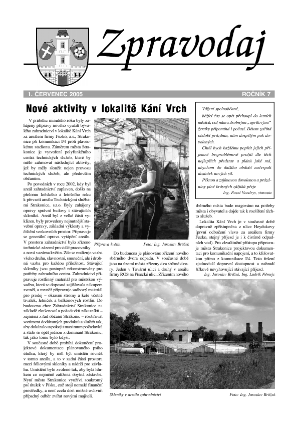 uvodní stránka zpravodaje