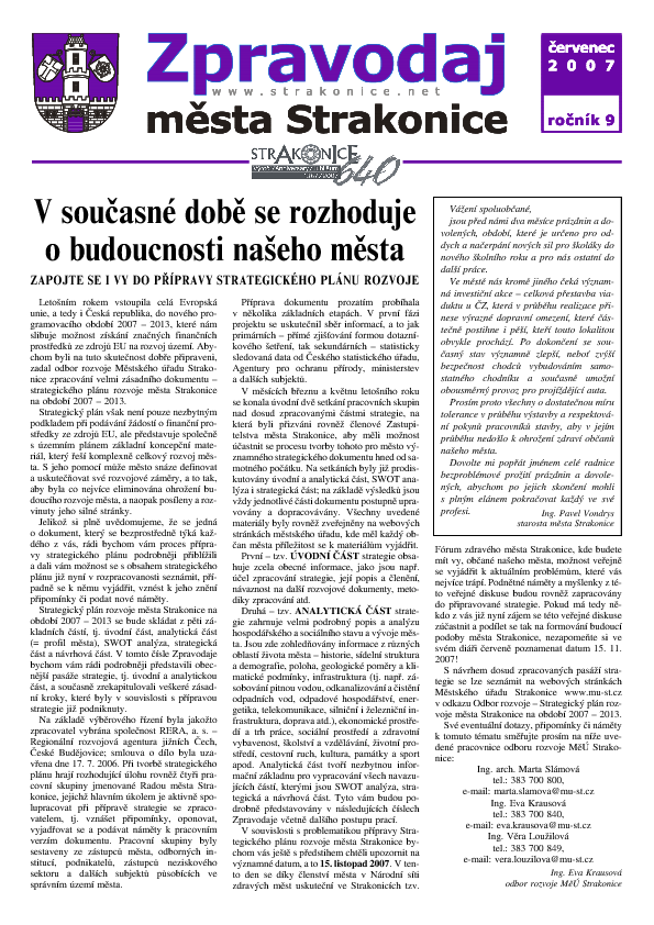 uvodní stránka zpravodaje