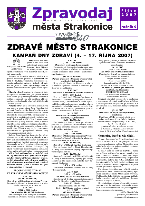 uvodní stránka zpravodaje